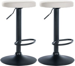 2x Barová stolička Ponte - koženka, čierny rám - Biela