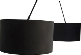 Závesné svietidlo čierne s čiernymi a zlatými zamatovými tienidlami 35 cm 2-svetlo - Blitz