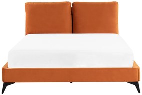 Zamatová posteľ 140 x 200 cm oranžová MELLE Beliani