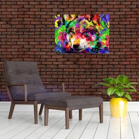 Obraz - Vlk s graffiti (70x50 cm)