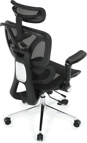Kancelárska ergonomická stolička PORTE — sieťovina, čierna
