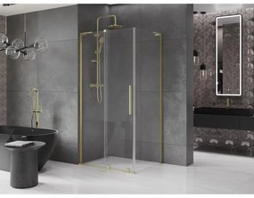 Mexen Velar L, sprchový kút s posuvnými dverami 120 x 85 cm, 8mm číre sklo, zlatá matná, 871-120-085-03-55