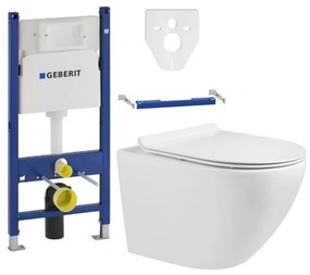 Závesný set GEBERIT Duofix Basic+ WC LENA Rimless 48 x 36 cm + pomaly padajúca doska Slim, biela, 3322XX00+39010100