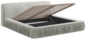 Svetlosivá čalúnená dvojlôžková posteľ s úložným priestorom s roštom 140x200 cm Keoni – Makamii