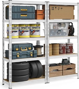 Súprava 2 ks dielenských regálov Myron 180 cm strieborná/hnedá