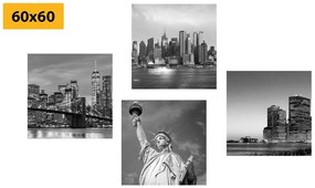 Set obrazov New York v čiernobielom prevedení - 4x 60x60