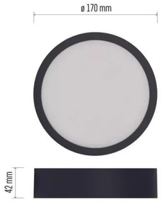 LED Stropné svietidlo LED/12,5W/230V 3000/3500/4000K pr. 17 cm čierna