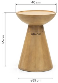 Odkládací stolek Arvika 40 cm z mangového dřeva hnědý