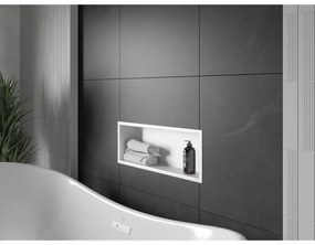 Mexen X-Wall-R, polička na zapustenie na obklad s golierom 60 x 20 cm, biela, 1920602010