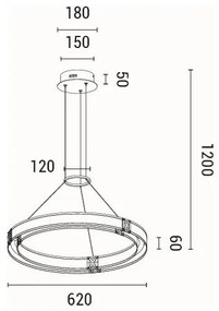 LED Luster na lanku LED/33W/230V 3000K 62x120 cm