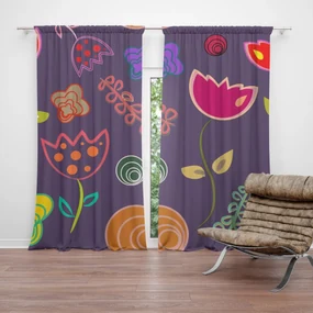 Sablio Záves Nakreslené kvetiny: 2 ks 140x250 cm
