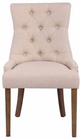 Jedálenská stolička Aberdeen - látka, drevené nohy antik svetlé - Krémová