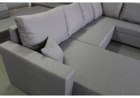 Univerzálna rozkladacia rohová sedacia súprava SEYA do tvaru U, sivá, s úložným priestorom
