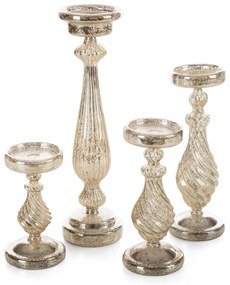 SKLENENÝ SVIETNIK 12C 10X30 CM STRIEBORNÁ