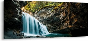 Obraz lesného vodopádu (120x50 cm)