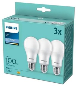SADA 3x LED Žiarovka Philips A67 E27/13W/230V 6500K