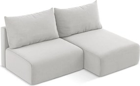 Svetlosivá zamatová rozkladacia/s úložným priestorom rohová pohovka (pravý roh/s leňoškou) Kalena – Makamii