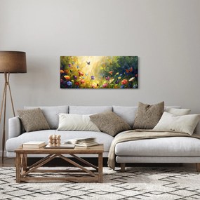 Obraz - Jarná kvetinová lúka, maľba (120x50 cm)