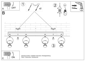 Stropné svietidlo OCULARE 4L biele