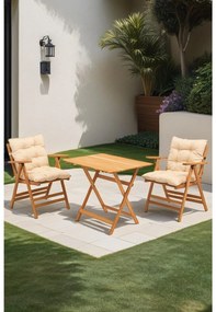 Súprava záhradného stola a stoličiek Kikadu 2 (prírodná + krémová) (pre 2 osoby). Vlastná spoľahlivá doprava až k Vám domov. 1093856