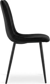 Čierna zamatová stolička LAVA ONYX s čiernymi nohami