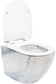 Rea Carlos, závesná WC misa Rimless 495x370x355 mm + toaletné sedadlo z duroplastu, imitácia kameňa Granit matný, REA-C8003