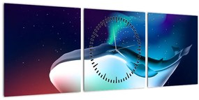 Obraz - Vesmírna veľryba (s hodinami) (90x30 cm)