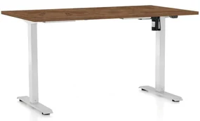 Výškovo nastaviteľný stôl OfficeTech A, 120 x 80 cm, biela podnož, dub silverjack