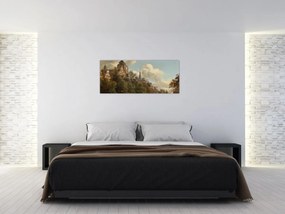 Obraz - Jan van der Heyden, View Down a Dutch Canal, reprodukcia (120x50 cm)