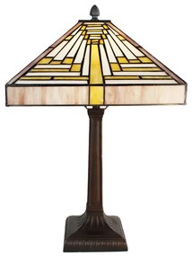 Pyramídová stolná lampa Tiffany - 31*31*48 cm E27/max 1*60W