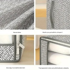 eCarla Textilný box na uskladnenie posteľnej bielizne a oblečenia, sivý COCK 52 x 44 x 30 cm