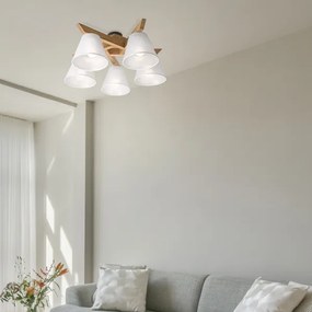 Brilagi - LED  Prisadený luster ANTHONY 5xE14/40W/230V dub/biela