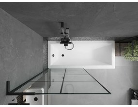 Mexen Next L, 1-krídlová vaňová zástena 90 x 150 cm, 6mm číre sklo-čierny vzor, čierny profil, 895-090-000-03-77-70