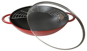 Staub Panvica Wok STAUB s pokrievkou 37 cm červená5,7l