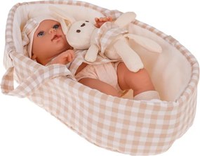 Bábika Lovely Baby s košíkom a zajačikom béžová