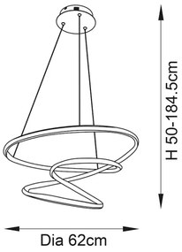 Endon 97632 - LED závesné svietidlo na lane DUNE LED/47,5W/230V 3000K čierne