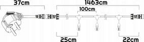 BERGE Záhradná girlanda 15m + 16x 1W LED žiarovka