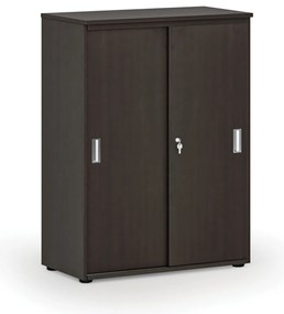 Kancelárska skriňa so zasúvacími dverami PRIMO WOOD, 800 x 420 x 1087 mm, wenge