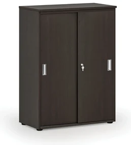 Kancelárska skriňa so zasúvacími dverami PRIMO WOOD, 800 x 420 x 1087 mm, wenge