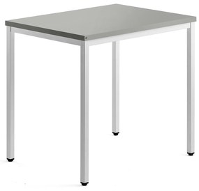 Bočný stolík QBUS, 4 nohy, 800x600 mm, biely rám, svetlošedá
