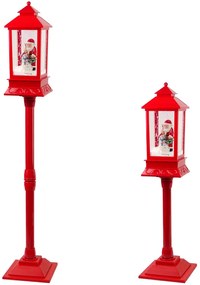 LEAN TOYS Vianočná pouličná lampa s Mikulášom a snehuliakom 2v1 červená