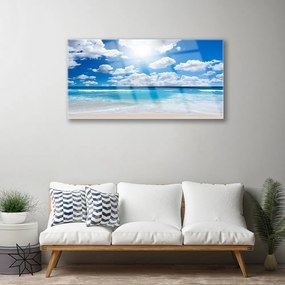 Obraz na skle More pláž mraky príroda 125x50 cm
