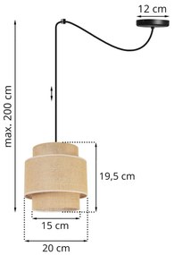 Závesné svietidlo Boho Spider, 1x jutové tienidlo, (výber z 2 farieb konštrukcie)