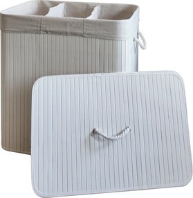 TRENDIE Bambusový kôš na prádlo 150l biely + DARČEK