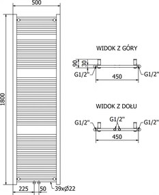Mexen Mars, elektrické vykurovacie teleso 1800 x 500 mm, 900 W, čierna, W110-1800-500-6900-70