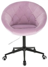 LuxuryForm DESIGN Kreslo VERA VELUR na čiernej podstave s kolieskami - levanduľa