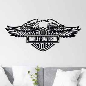 Veselá Stena Samolepka na stenu na stenu Harley Davidson orol Farba: černá, Veľkosť: 60 x 26 cm
