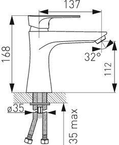 FERRO - Umývadlová batéria ALGEO SQUARE s odtokovou súpravou, lesklý chróm
