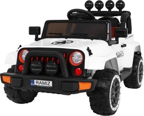 Ramiz Detské terénne auto Full Time 4WD biele na diaľkové ovládanie + pohon 4x4 + LED audio + úložný priestor