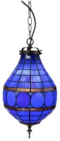 Stropná Tiffany lampáš BLUE PATINA Ø24